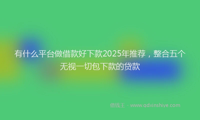 有什么平台做借款好下款2025年推荐，整合五个无视一切包下款的贷款