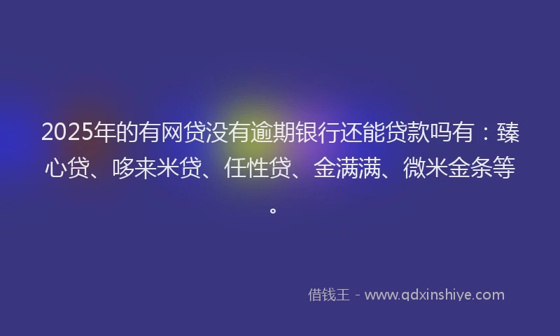 2025年的有网贷没有逾期银行还能贷款吗有：臻心贷、哆来米贷、任性贷、金满满、微米金条等。