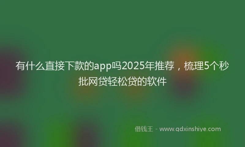有什么直接下款的app吗2025年推荐，梳理5个秒批网贷轻松贷的软件