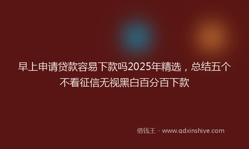 早上申请贷款容易下款吗2025年精选，总结五个不看征信无视黑白百分百下款