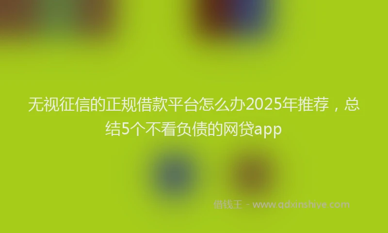 无视征信的正规借款平台怎么办2025年推荐，总结5个不看负债的网贷app