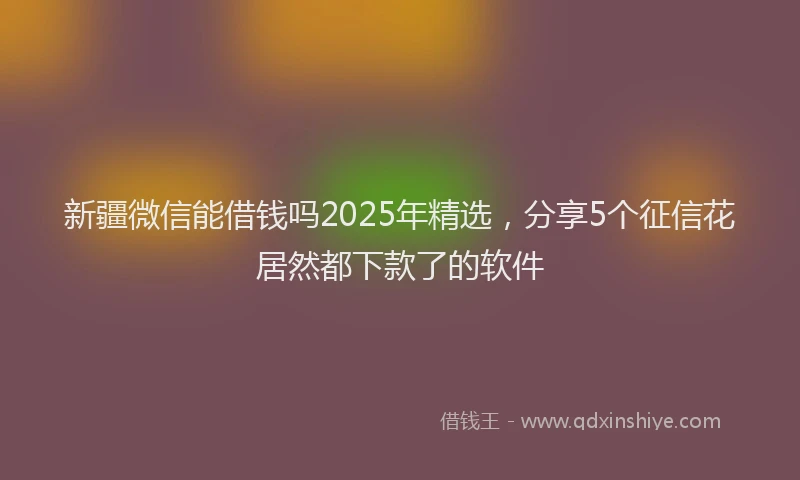 新疆微信能借钱吗2025年精选，分享5个征信花居然都下款了的软件