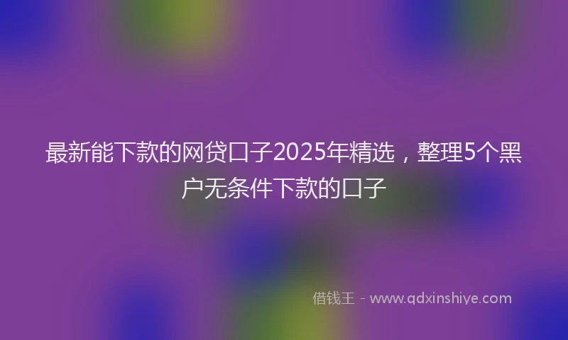 最新能下款的网贷口子2025年精选，整理5个黑户无条件下款的口子