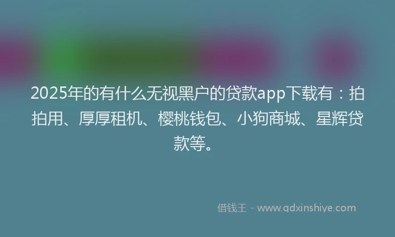 2025年的有什么无视黑户的贷款app下载有：拍拍用、厚厚租机、樱桃钱包、小狗商城、星辉贷款等。