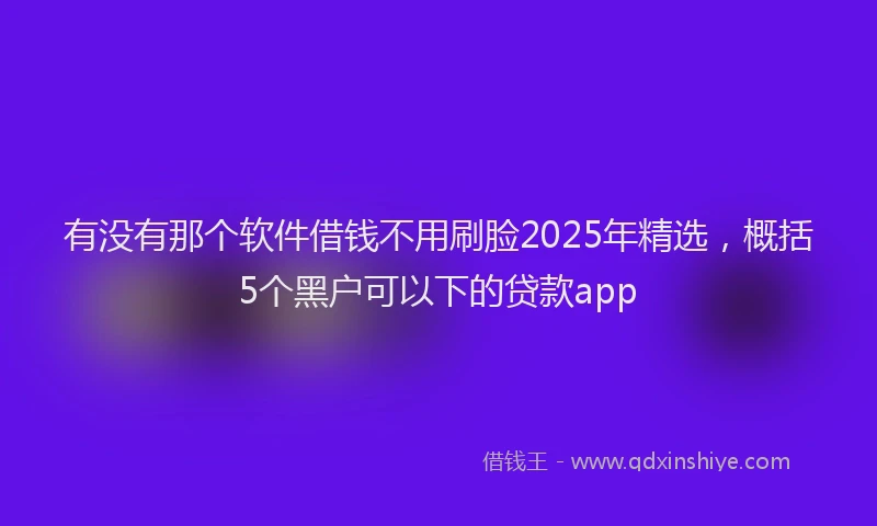有没有那个软件借钱不用刷脸2025年精选，概括5个黑户可以下的贷款app