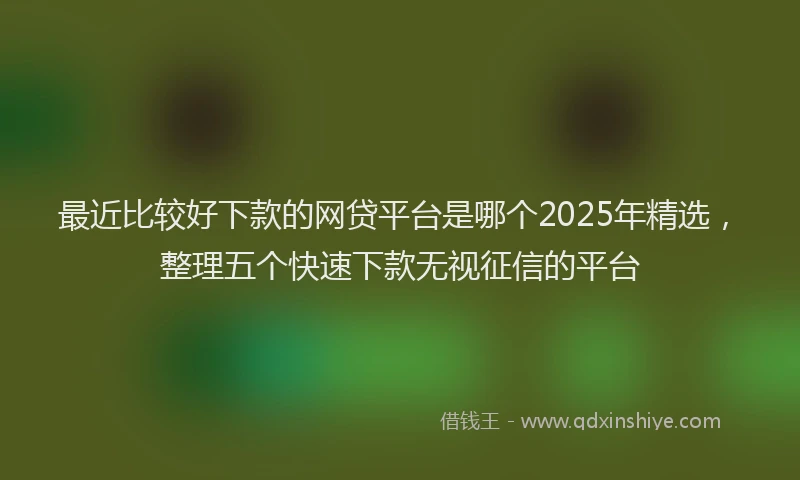 最近比较好下款的网贷平台是哪个2025年精选，整理五个快速下款无视征信的平台