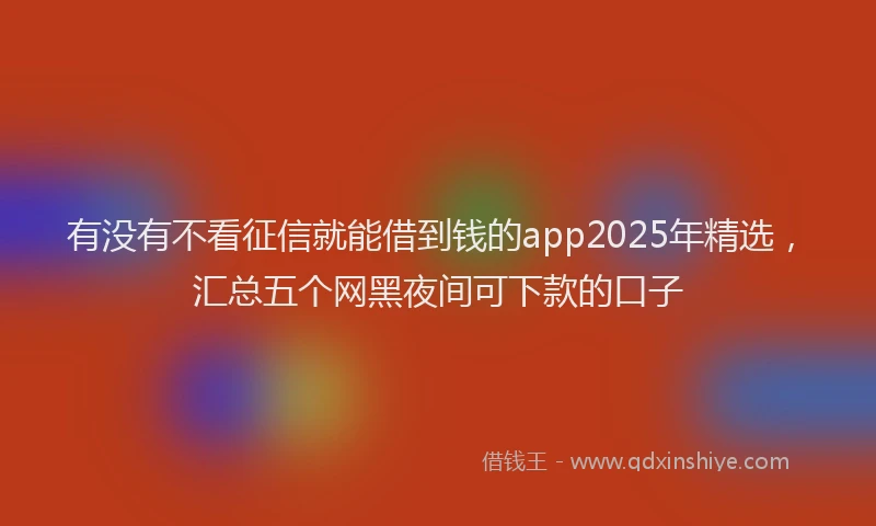 有没有不看征信就能借到钱的app2025年精选，汇总五个网黑夜间可下款的口子