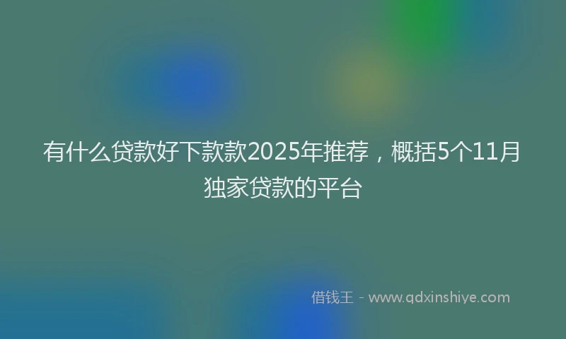 有什么贷款好下款款2025年推荐，概括5个11月独家贷款的平台