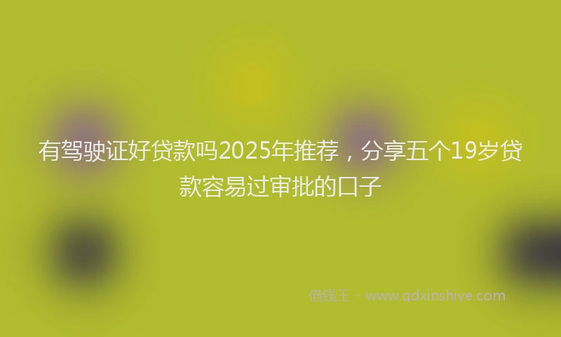 有驾驶证好贷款吗2025年推荐，分享五个19岁贷款容易过审批的口子
