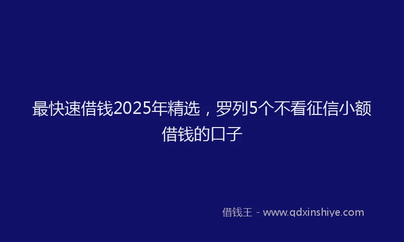 最快速借钱2025年精选，罗列5个不看征信小额借钱的口子