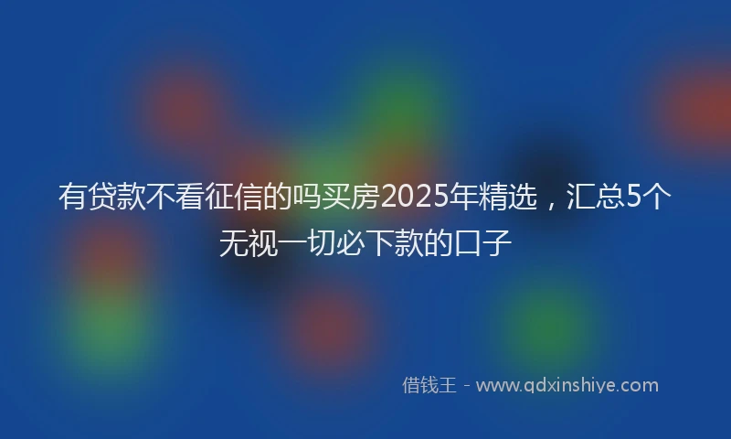 有贷款不看征信的吗买房2025年精选，汇总5个无视一切必下款的口子