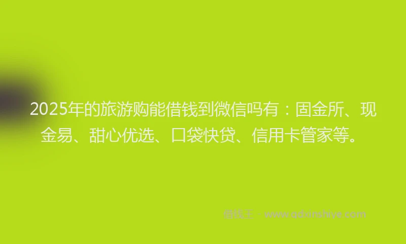 2025年的旅游购能借钱到微信吗有：固金所、现金易、甜心优选、口袋快贷、信用卡管家等。