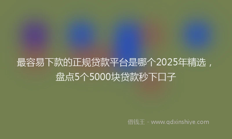 最容易下款的正规贷款平台是哪个2025年精选，盘点5个5000块贷款秒下口子
