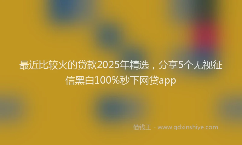 最近比较火的贷款2025年精选，分享5个无视征信黑白100%秒下网贷app