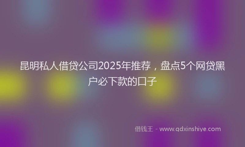 昆明私人借贷公司2025年推荐，盘点5个网贷黑户必下款的口子