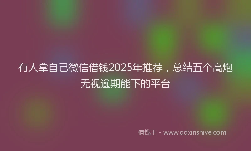 有人拿自己微信借钱2025年推荐，总结五个高炮无视逾期能下的平台
