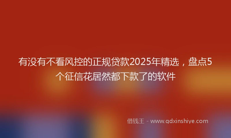 有没有不看风控的正规贷款2025年精选，盘点5个征信花居然都下款了的软件