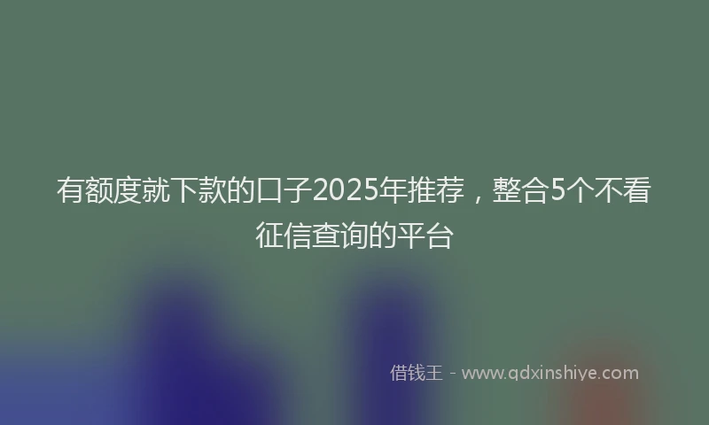 有额度就下款的口子2025年推荐，整合5个不看征信查询的平台