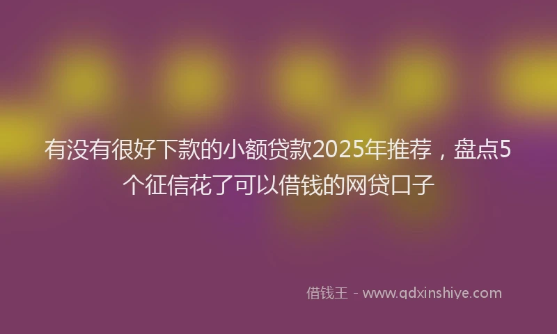 有没有很好下款的小额贷款2025年推荐，盘点5个征信花了可以借钱的网贷口子