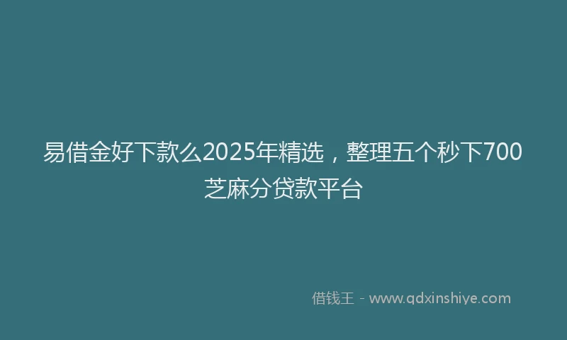 易借金好下款么2025年精选，整理五个秒下700芝麻分贷款平台