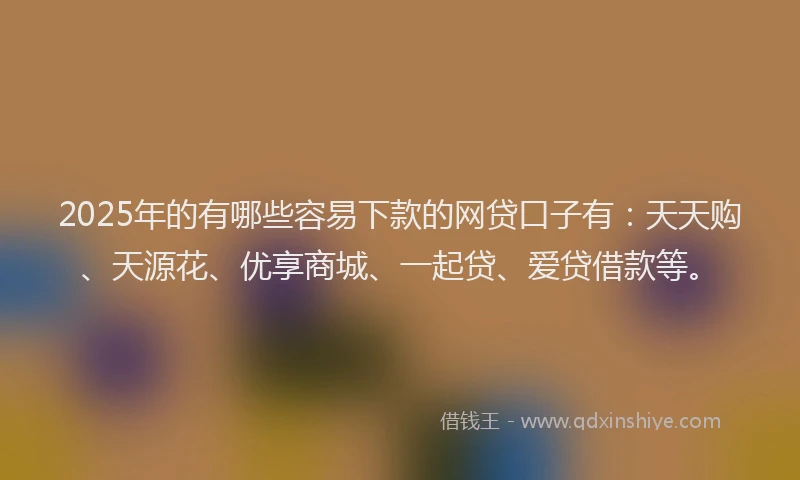 2025年的有哪些容易下款的网贷口子有：天天购、天源花、优享商城、一起贷、爱贷借款等。