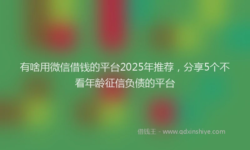 有啥用微信借钱的平台2025年推荐，分享5个不看年龄征信负债的平台