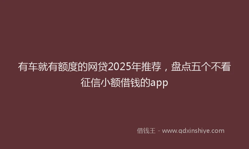 有车就有额度的网贷2025年推荐，盘点五个不看征信小额借钱的app