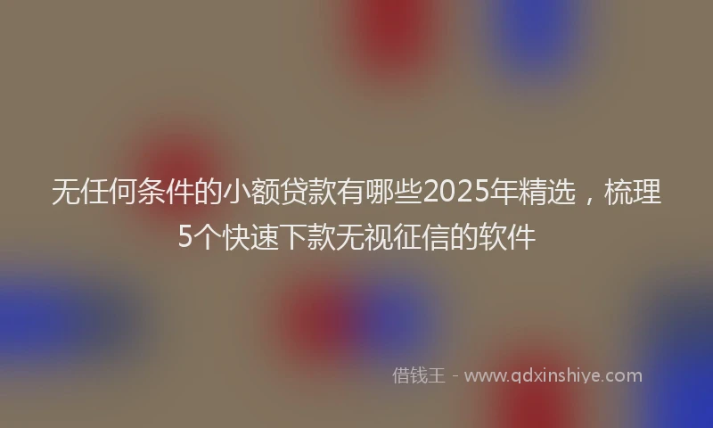 无任何条件的小额贷款有哪些2025年精选，梳理5个快速下款无视征信的软件
