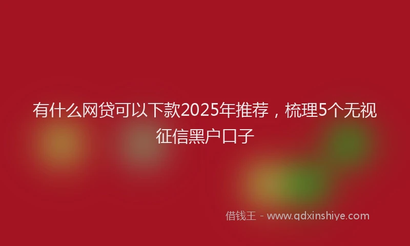 有什么网贷可以下款2025年推荐，梳理5个无视征信黑户口子