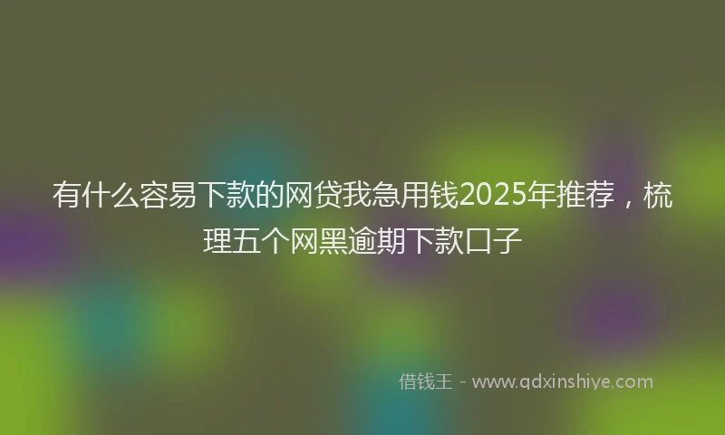 有什么容易下款的网贷我急用钱2025年推荐，梳理五个网黑逾期下款口子