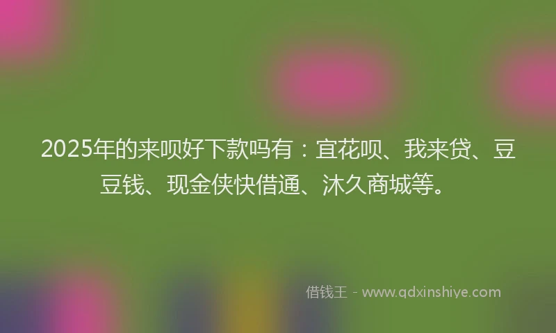 2025年的来呗好下款吗有：宜花呗、我来贷、豆豆钱、现金侠快借通、沐久商城等。