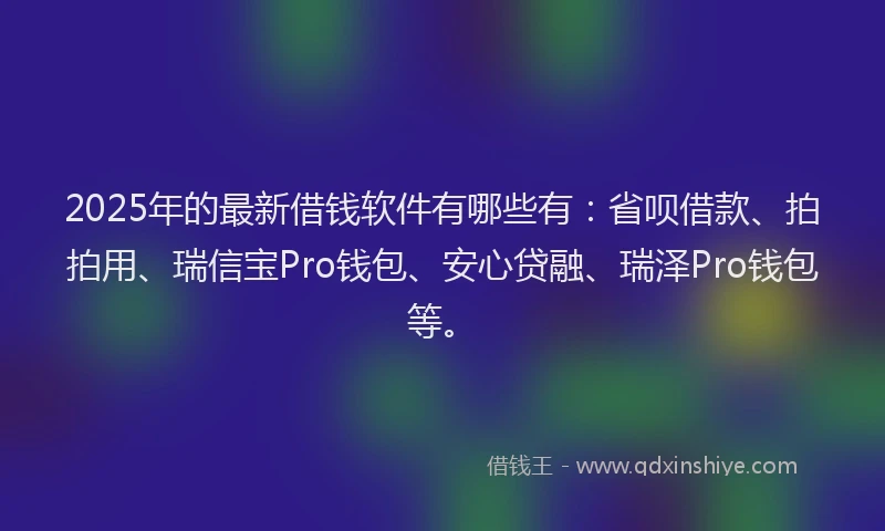 2025年的最新借钱软件有哪些有：省呗借款、拍拍用、瑞信宝Pro钱包、安心贷融、瑞泽Pro钱包等。