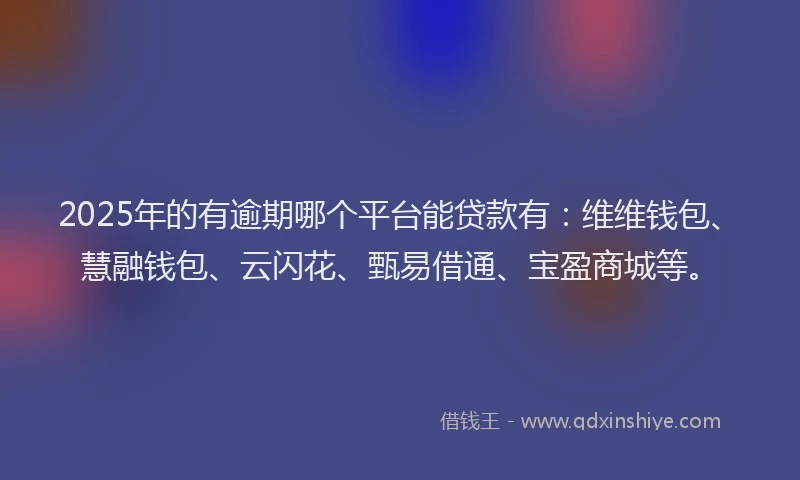 2025年的有逾期哪个平台能贷款有：维维钱包、慧融钱包、云闪花、甄易借通、宝盈商城等。