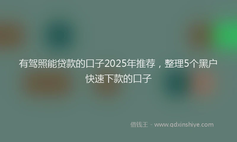 有驾照能贷款的口子2025年推荐，整理5个黑户快速下款的口子