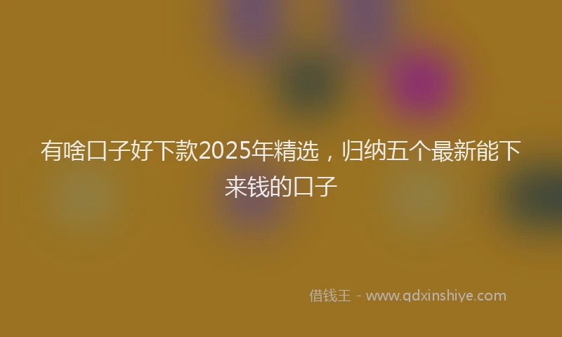 有啥口子好下款2025年精选，归纳五个最新能下来钱的口子