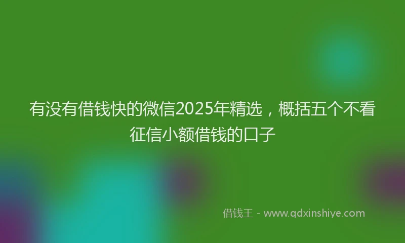 有没有借钱快的微信2025年精选，概括五个不看征信小额借钱的口子