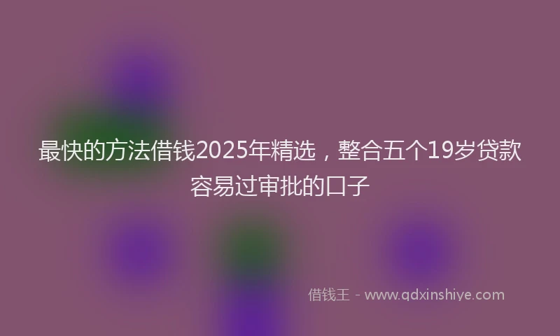 最快的方法借钱2025年精选，整合五个19岁贷款容易过审批的口子