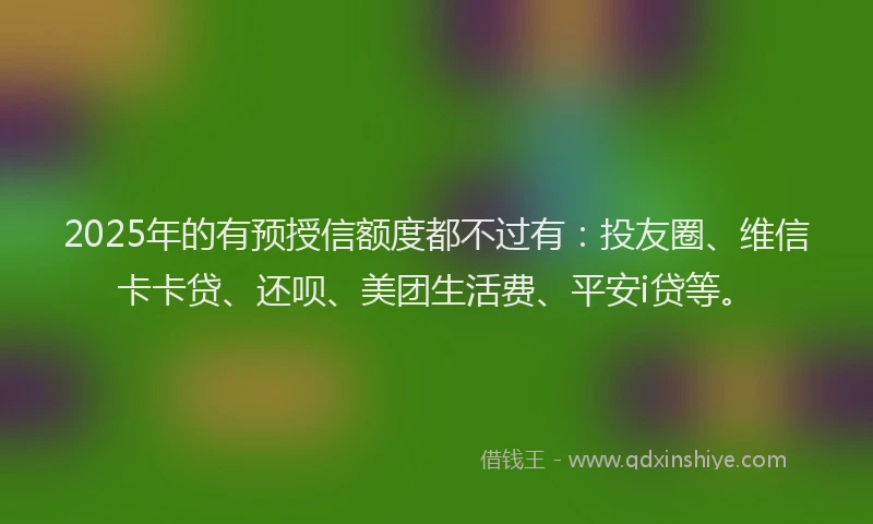 2025年的有预授信额度都不过有：投友圈、维信卡卡贷、还呗、美团生活费、平安i贷等。