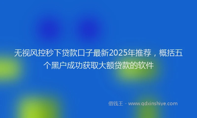 无视风控秒下贷款口子最新2025年推荐，概括五个黑户成功获取大额贷款的软件
