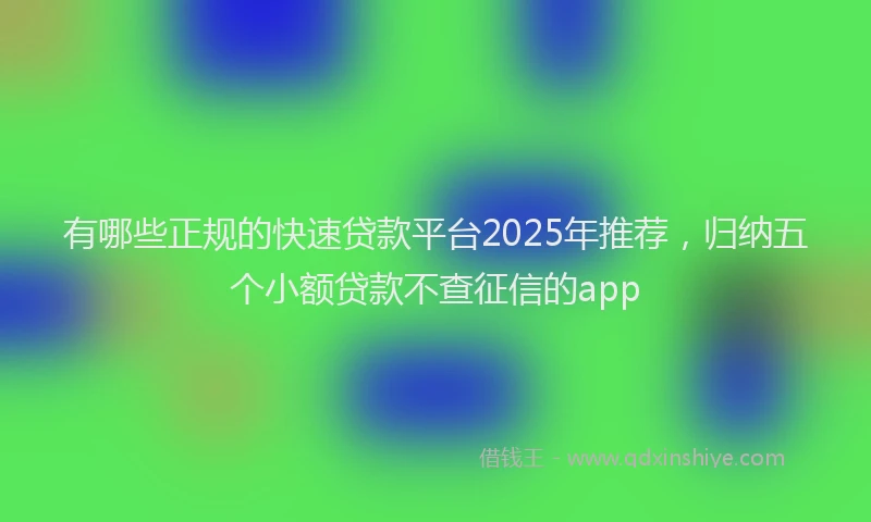 有哪些正规的快速贷款平台2025年推荐，归纳五个小额贷款不查征信的app