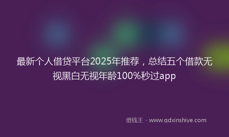 最新个人借贷平台2025年推荐，总结五个借款无视黑白无视年龄100%秒过app
