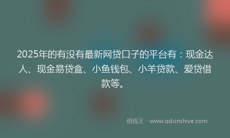 2025年的有没有最新网贷口子的平台有：现金达人、现金易贷盒、小鱼钱包、小羊贷款、爱贷借款等。