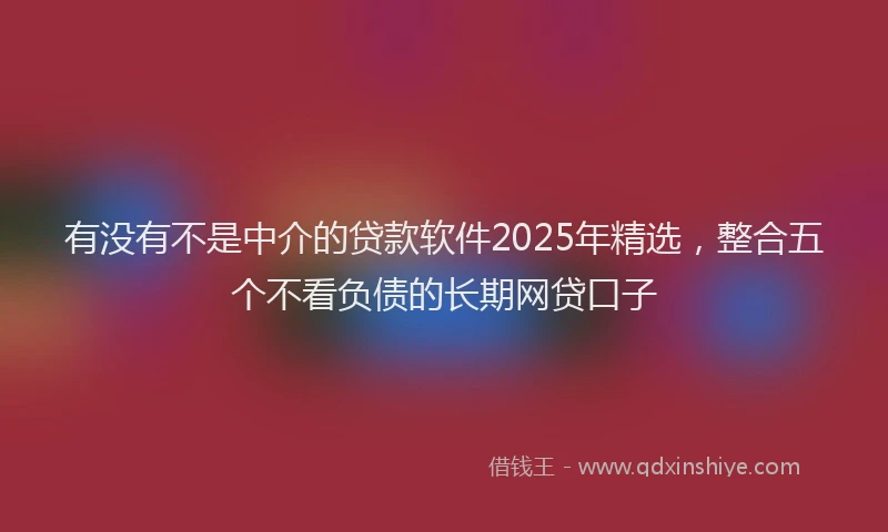 有没有不是中介的贷款软件2025年精选，整合五个不看负债的长期网贷口子