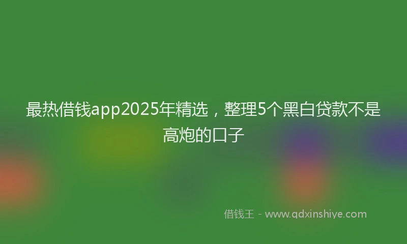 最热借钱app2025年精选，整理5个黑白贷款不是高炮的口子