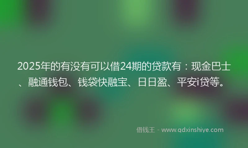 2025年的有没有可以借24期的贷款有：现金巴士、融通钱包、钱袋快融宝、日日盈、平安i贷等。
