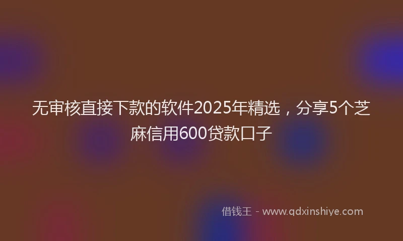无审核直接下款的软件2025年精选，分享5个芝麻信用600贷款口子