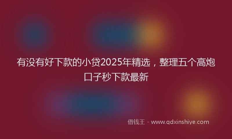 有没有好下款的小贷2025年精选，整理五个高炮口子秒下款最新