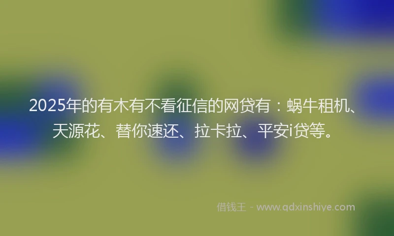 2025年的有木有不看征信的网贷有：蜗牛租机、天源花、替你速还、拉卡拉、平安i贷等。