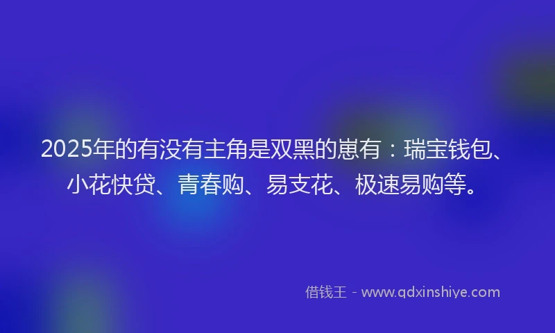 2025年的有没有主角是双黑的崽有：瑞宝钱包、小花快贷、青春购、易支花、极速易购等。