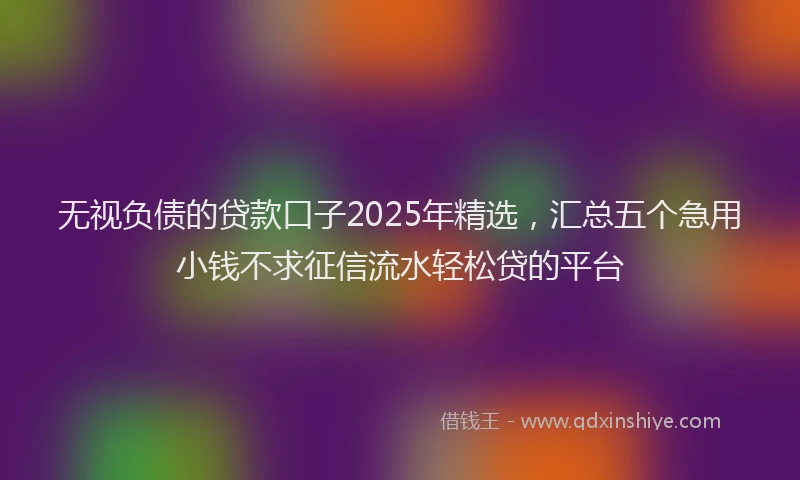 无视负债的贷款口子2025年精选，汇总五个急用小钱不求征信流水轻松贷的平台